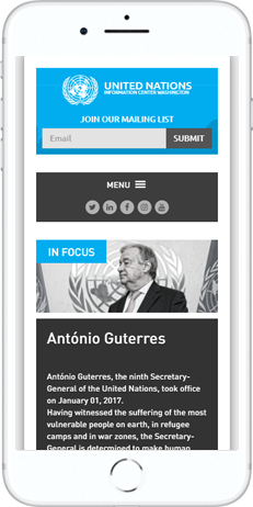 A WordPress website developed by Advanced Systemics for the United Nations Information Center, Washington DC