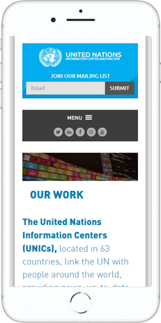 A WordPress website developed by Advanced Systemics for the United Nations Information Center, Washington DC