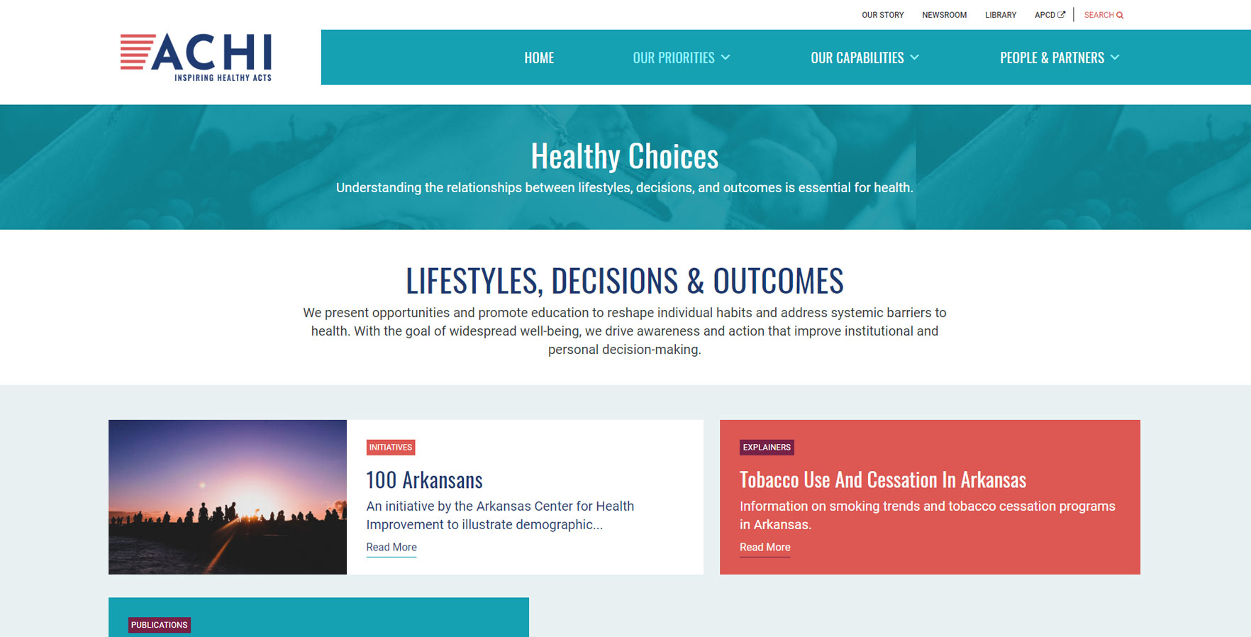 A WordPress website developed by Advanced Systemics for Arkansas Center for Health Improvement