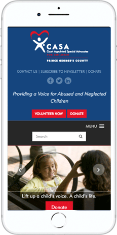 A WordPress website developed by Advanced Systemics for CASA Prince George's County