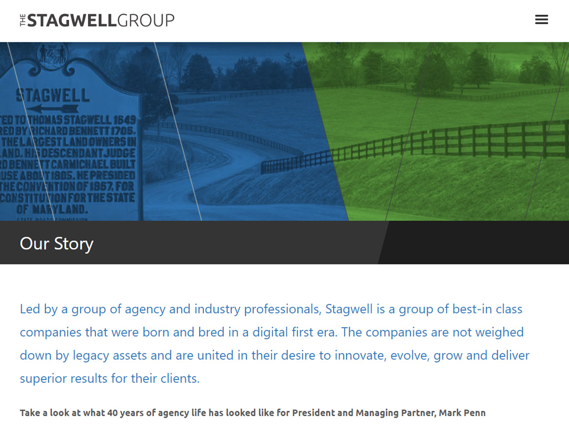 A WordPress website developed by Advanced Systemics for the Stagwell Group