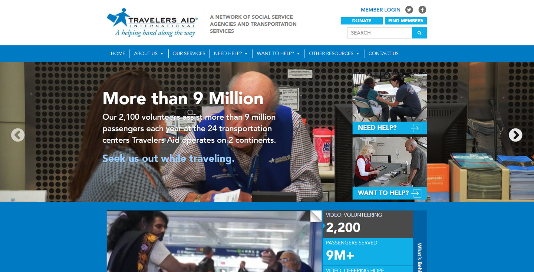 A WordPress website developed by Advanced Systemics for the Travelers Aid International