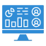 Reporting and dashboards icon blue