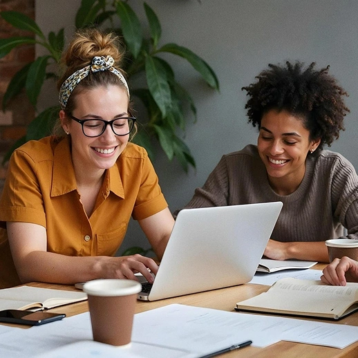 Nonprofit team collaborating on mission-driven website design and development around a laptop