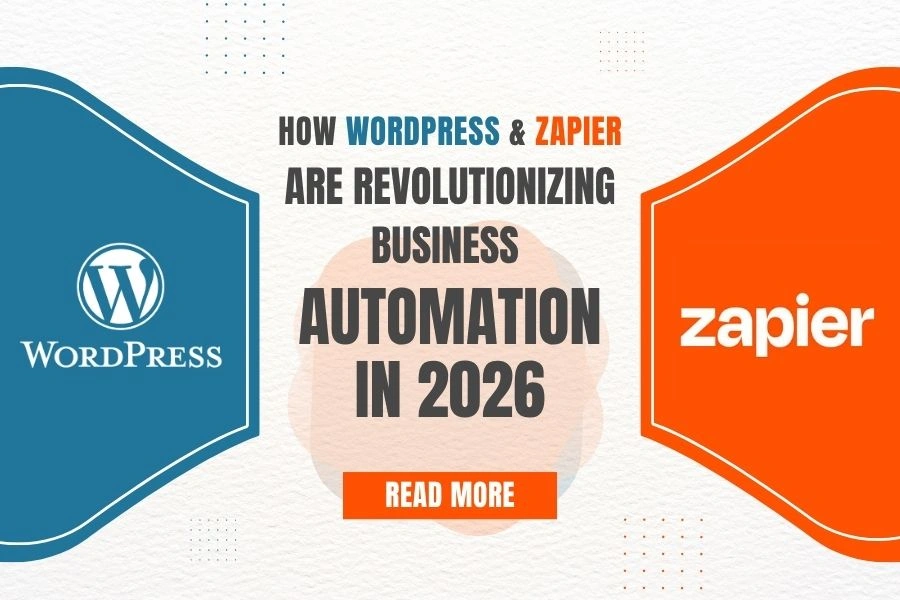 Business dashboard showing WordPress Zapier integration automating workflows between apps.